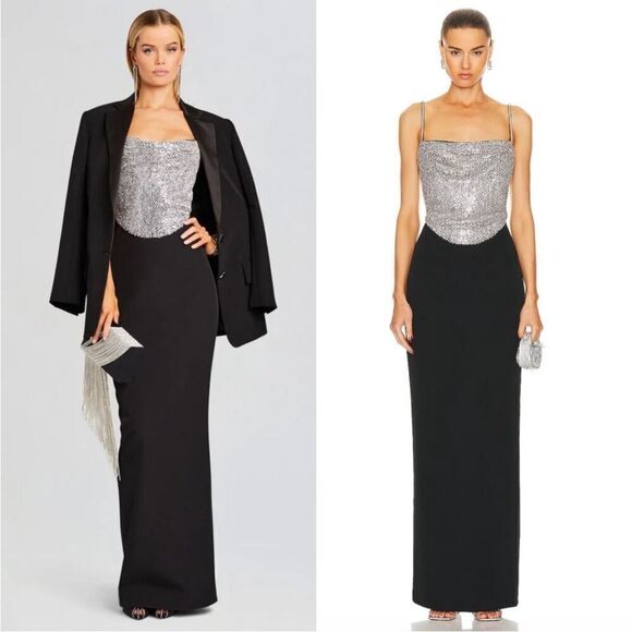 Retrofete Jazlyn Dress crystal embellished gown maxi size Medium NWT - Picture 1 of 13
